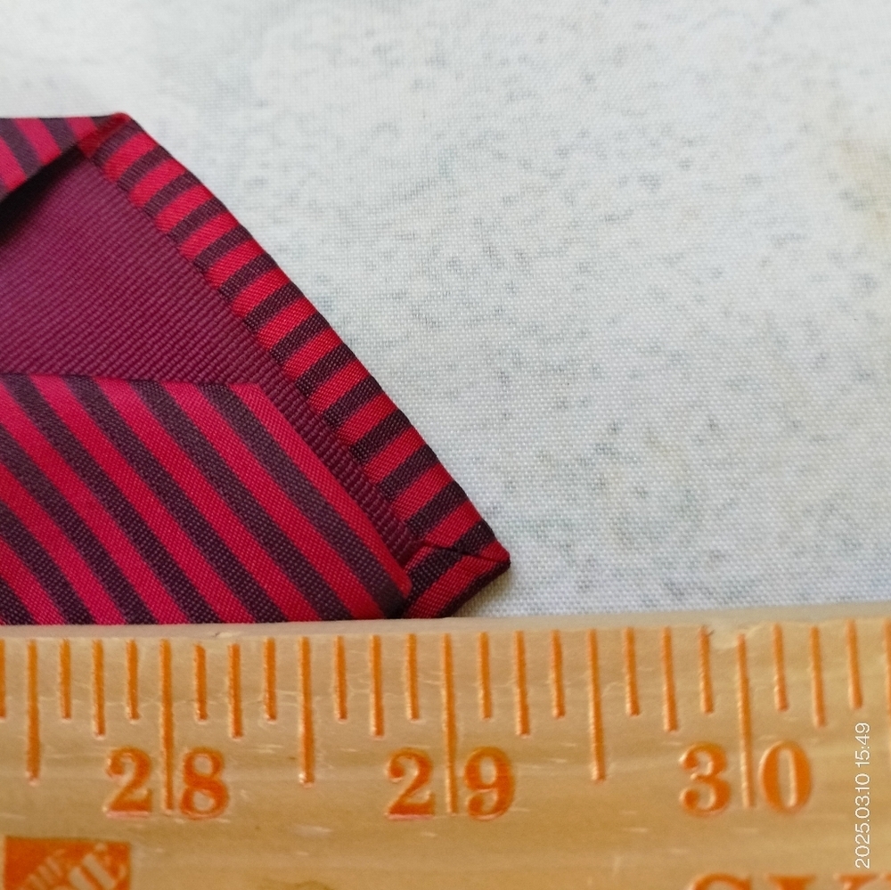 Lavin Men's Silk Necktie Tie Made In Italy Formal Red Striped Handsewn - Picture 8 of 10